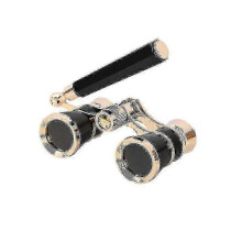 3x25 Binoculars Metal Opera Theater Glasses Coated Lens Red Telescope W/ Handle