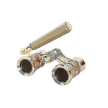 3x25 Binoculars Metal Opera Theater Glasses Coated Lens Red Telescope W/ Handle