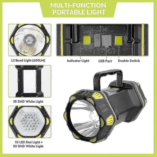 Rechargeable Led Camping Lantern, Multi-functional Camping Light, Waterproof Outdoor Searchlight, High 2