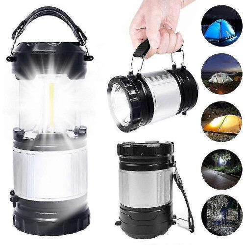 Solar Power Rechargeable Battery LED Flashlight Camping Tent Light Lantern Lamp