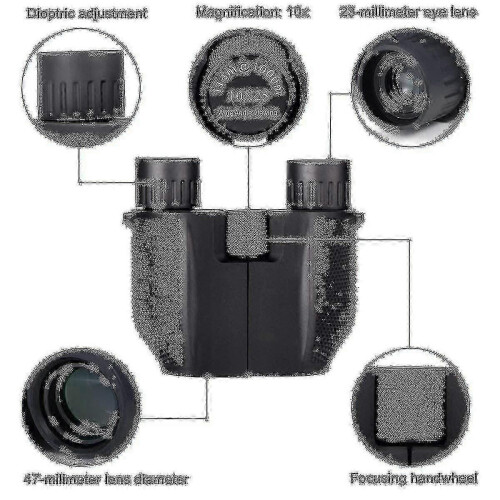 Alg 10x25 Folding Compact Binoculars For Adults Kids 1