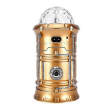 (Gold)Solar LED Lantern Light Rechargeable Outdoor Camping Flashlight Torch Stage Disco Lamp