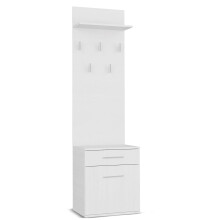 (White) Modern Double Wardrobe Hall Tree with Shoe Storage, Coat Rack & Drawers for Entryway & Hallway (50x35x180 cm)