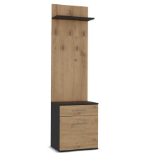 (Anthracite Artisan) Modern Double Wardrobe Hall Tree with Shoe Storage, Coat Rack & Drawers for Entryway & Hallway (50x35x180 cm)