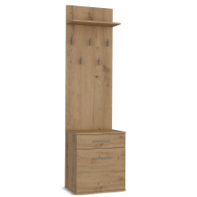 (Artisan) Modern Double Wardrobe Hall Tree with Shoe Storage, Coat Rack & Drawers for Entryway & Hallway (50x35x180 cm)