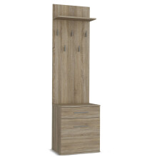 (Sonama) Modern Double Wardrobe Hall Tree with Shoe Storage, Coat Rack & Drawers for Entryway & Hallway (50x35x180 cm)