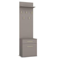 (Clay) Modern Double Wardrobe Hall Tree with Shoe Storage, Coat Rack & Drawers for Entryway & Hallway (50x35x180 cm)