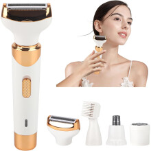 Cordless Ladies Electric Shaver,4 in 1 Painless Wet & Dry Waterproof Body Razor and Facial Hair Remover(White)