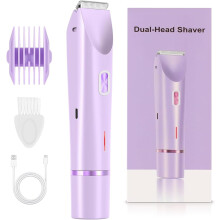 2-in-1 Bikini Trimmer & Electric Shaver for Women - Cordless Wet/Dry Electric Razor Kit(Purple)