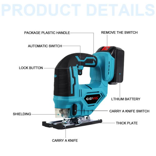 21V Cordless Jigsaw Electric Woodworking Tool Rechargeable 2 x Battery 1