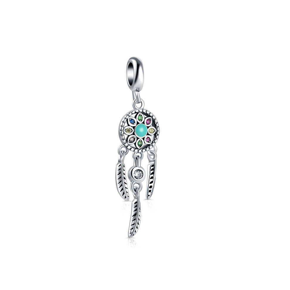 Colorful Dreamcatcher Triple Dangle charm sterling silver for bracelet