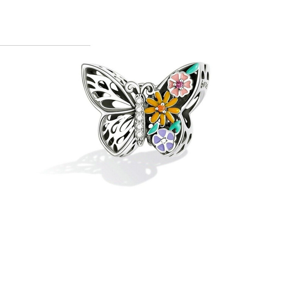 Colourful Butterfly charm sterling silver for women's bracelet