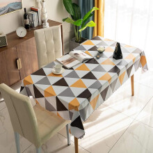 Tablecloths Rectangular PVC Tablecloth Wipeable Waterproof Table Cloth Easy Clean Nordic Style Triangular Lattice Tablecloth (Yellow, 140180cm)