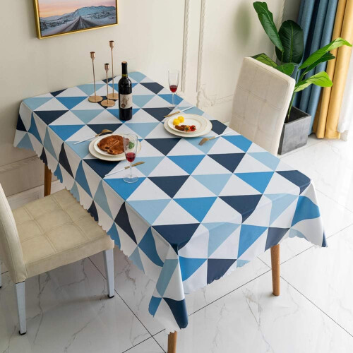 Tablecloths Rectangular PVC Wipeable Tablecloth Waterproof Table Cloth Easy Clean Nordic Style Triangular Lattice Tablecloth 140140cm