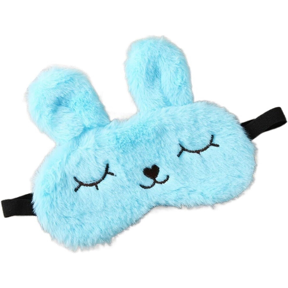 Mascot Light/Blue Blindfolds, Cute Cartoon Rabbit Plush Sleeping Eye Mask Comfortable Sleep Mask Sleep Shading Eye Cover Eyeshade (Color : Blue)