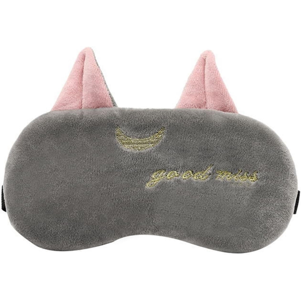 Mascot Gray Blindfolds, Sleep Eye Mask Eyeshade Cotton Moon Eyepatch Sleeping Mask Cute Eye Cover Travel Rest Eye Band Sleeping Aid Eye Blindfolds (Color : )