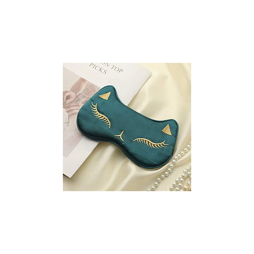 Mascot Green Sleep Eye Masks Silk Sleep Eye Cover Lightweight Adjustable Eyeshade Mask Satin Night Eyeshade Cover For Women Men Sleep Travel Nap (Cat-)