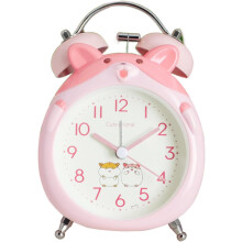 Table Alarm Clock for Kids, 3.5 Inch Cute Cartoon Alarm Clock with Night Light, Silent Lovely Clock with Battery Powered, Decor Desk Clock(Pink)