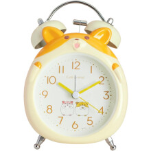 Table Alarm Clock for Kids, 3.5 Inch Cute Cartoon Alarm Clock with Night Light, Silent Lovely Clock with Battery Powered, Decor Desk Clock(Yellow)