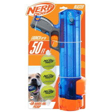 Nerf Dog Compact Tennis Ball Blaster Gift Set with 3 Balls, Great for Fetch, Hands-Free Reload, Launches up to 50 ft, Single Unit, Includes 3 Nerf