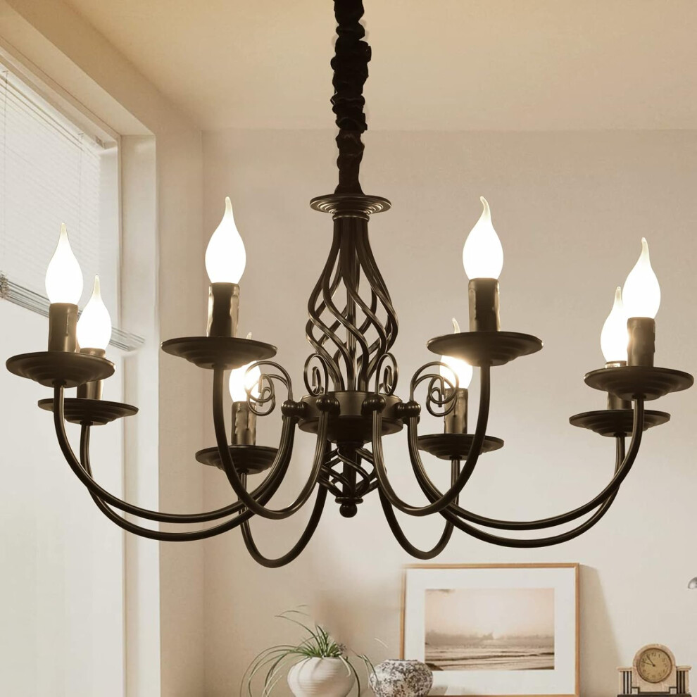 Ganeed (, 8) French Country Vintage 6 Lights Chandeliers Height Adjustable Black