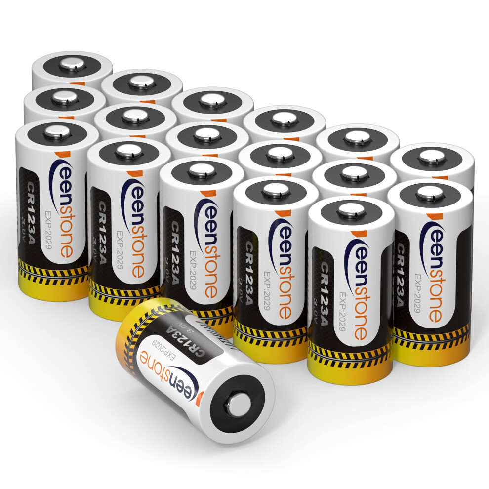 CR123A 3V 1600mAh Lithium Batteries Long-Lasting for Cameras Flashlights Electronics - Not Compatible with Arlo Cameras (18 Pack)