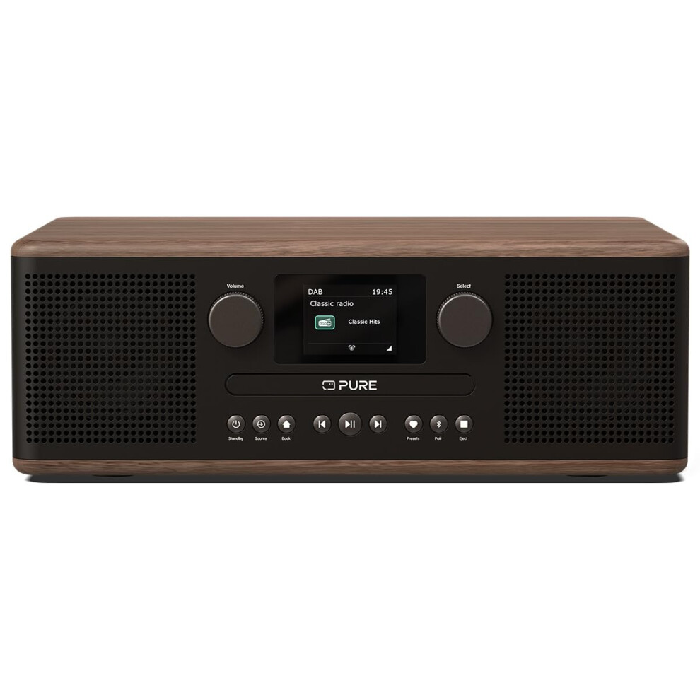 Pure Classic C-D6 Music System (Cd Player, Dab+/Fm, Bluetooth, Aux, Usb, Alarm Sleep Timer) Coffee /Walnut Black