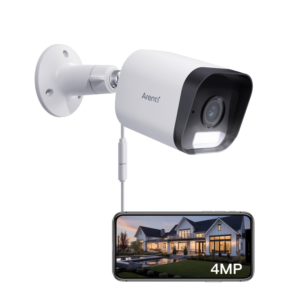 Arenti 2.5K/4Mp Outdoor Security Camera,Cctv With Spotlight,Colorful Night Vision,Plug In,Wifi Cameras House Security,Motion Detection,Customize Zone 8228277457699