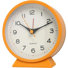 4.5" Battery Operated Antique Retro Analog Alarm Clock, Small Silent Bedside Desk Metal Clock with Light Function, Non-Ticking Clock Decor(Orange)
