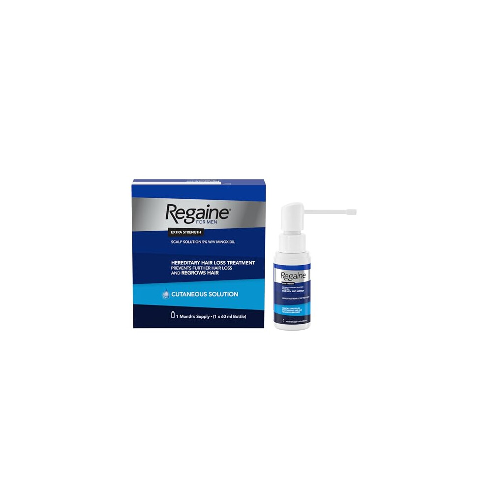 Regaine for Men 5% Minoxidil Extra Strength Scalp Solution for Hair Regrowth (1x 60ml), Scientifically Proven to Help Stop and Reverse Hereditary Hai