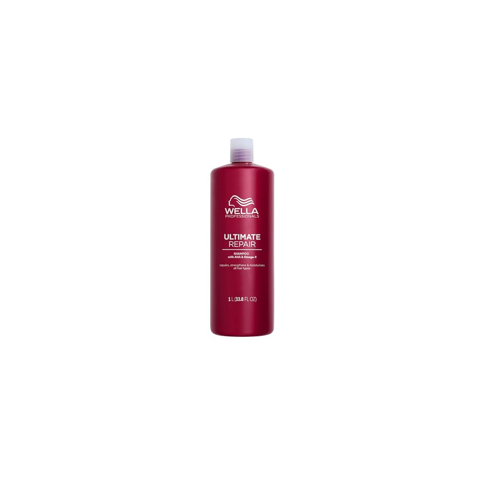 Wella Professionals Ultimate Repair Shampoo, Deep Repair for Damaged Hair, with AHAs and Omega 9 to Rebuild and Strengthen, With Metal Purifier Techn