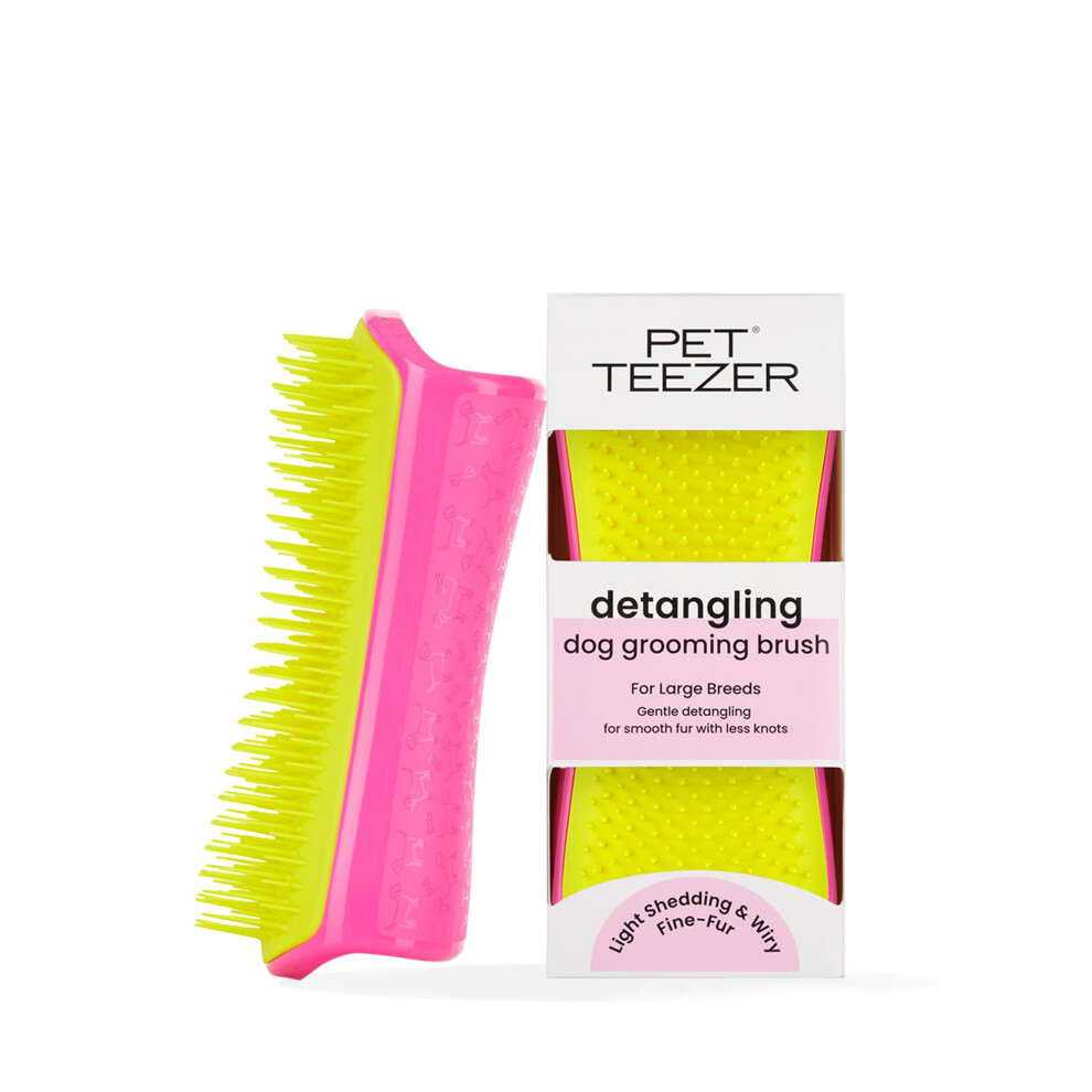 Pet Teezer, Detangling and Dog Grooming Brush, Pink and Yellow