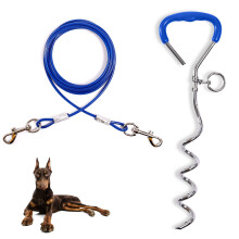 JETOP Heavy Duty Dog Stake & 10 ft Dog Chains, Steel Spiral Ground Dog Spike for Outdoor Yard and Camping, Dog Camping Accessories for Puppy Pet and