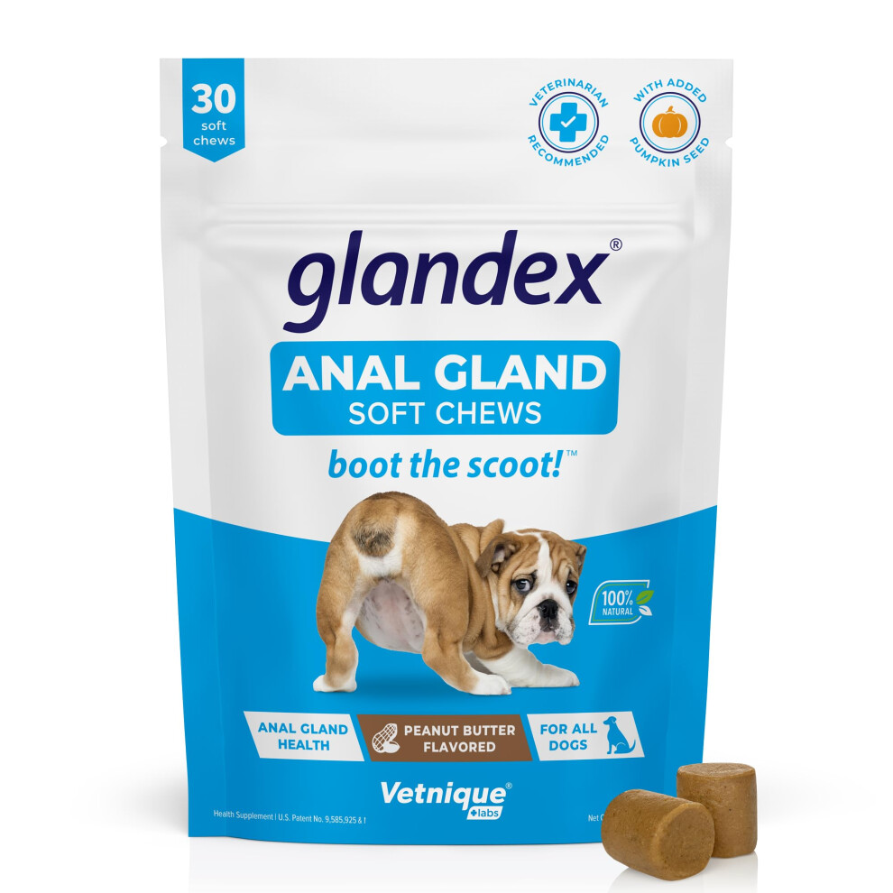 Vetnique Glandex Fibre Supplements Dog Soft Chews With Pumpkin For Dogs, Digestive Enzyme & Probiotic - Vet Recommended To Boot The Scoot (30Ct Chew)