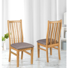 Hallowood Furniture Waverly Solid Oak Dining Chair in Pair - Steel Grey