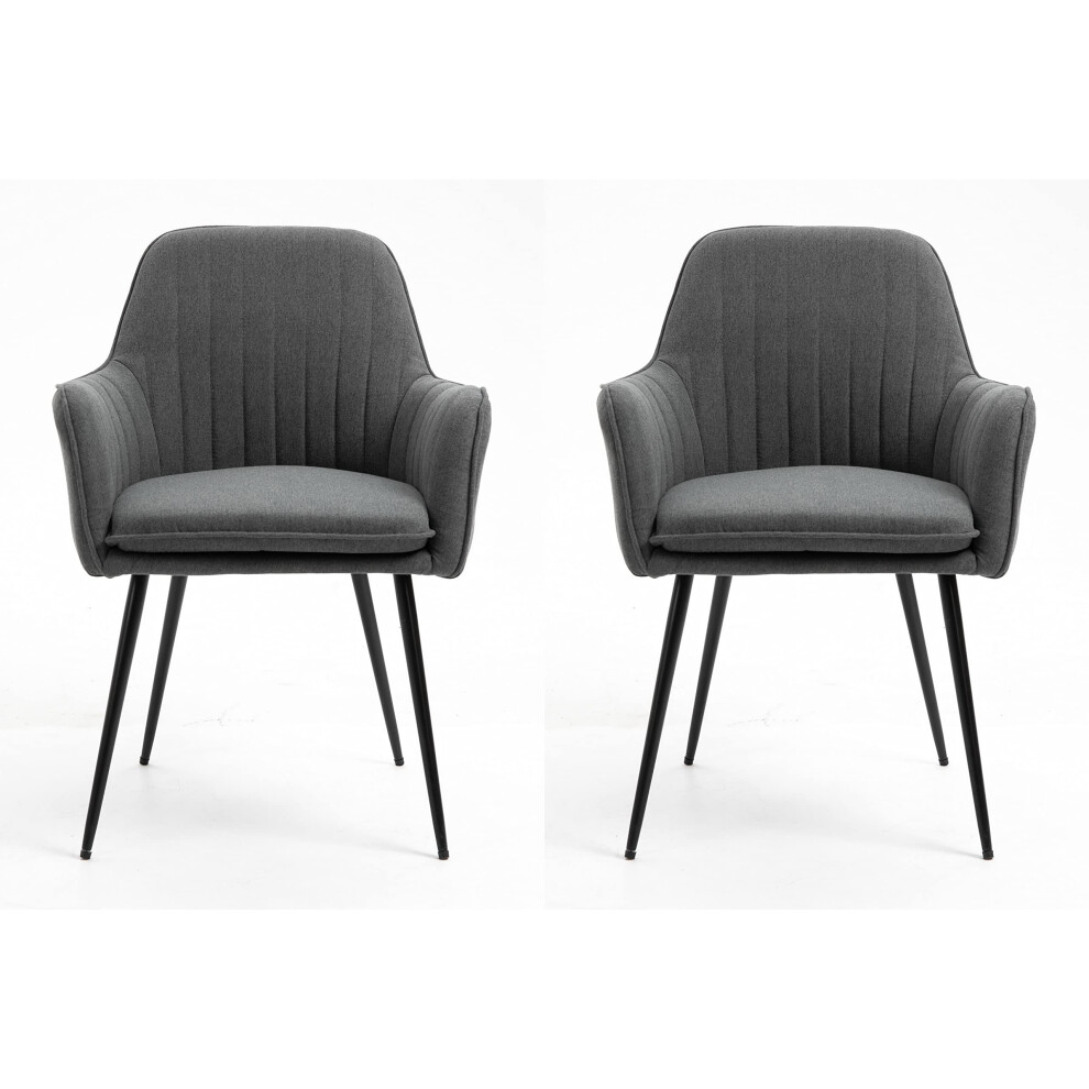Hallowood Furniture Pair of Dark Grey Fabric Armchair with Metal Legs-image-OPC-PHYMWWG-NEW