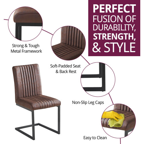 Hallowood Furniture Cullompton Dining Chairs (CHA03) with Leather Effect x 2 1