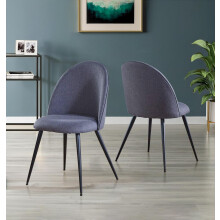 Hallowood Furniture Cullompton Dark Grey Curved Back Dining Chairs with Black Metal Legs x2