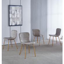 Hallowood Furniture Cullompton Taupe Faux Leather Dining Chair with Oak Effect Legs x4