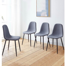 Hallowood Furniture Cullompton Dark Grey Fabric Dining Chair with Black Legs x 4
