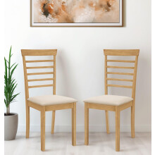 Hallowood Furniture Ledbury Wooden Chair with Fabric Seat Pad in Light Oak Finish (Pair)