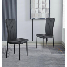 Hallowood Furniture Cullompton Dining Chair with Black Faux Leather Backrest and Seat (Pair)
