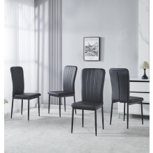 Hallowood Furniture Cullompton Dining Chair with Black Faux Leather Backrest and Seat x4