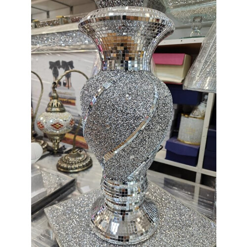 Vase Sparkle Bling Crushed Spiral Pot 40x20cm