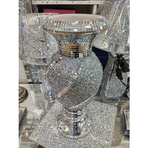Crushed Diamond Silver Vase 30x17Cm
