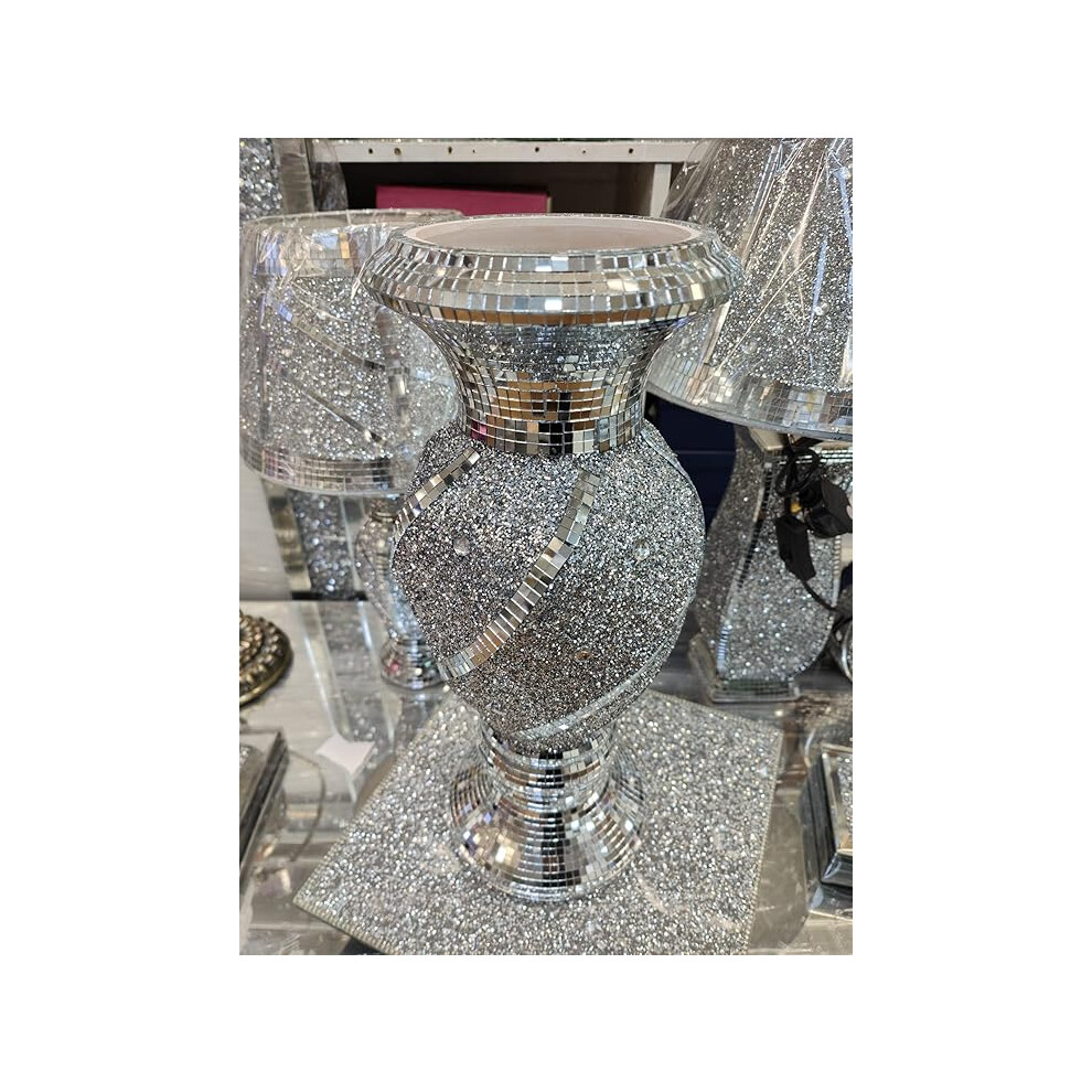 Biznest Crushed Diamond Vase 30X17cm Silver