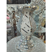 Silver Vase Crushed Glass Glitter 30cm