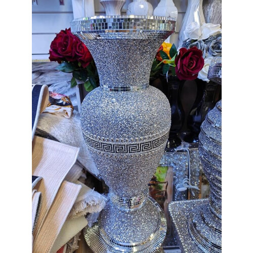 Vase Crushed Crystal Silver 40x60cm 003