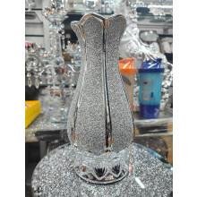Silver State Line Crushed Crystal Vase 25x10cm
