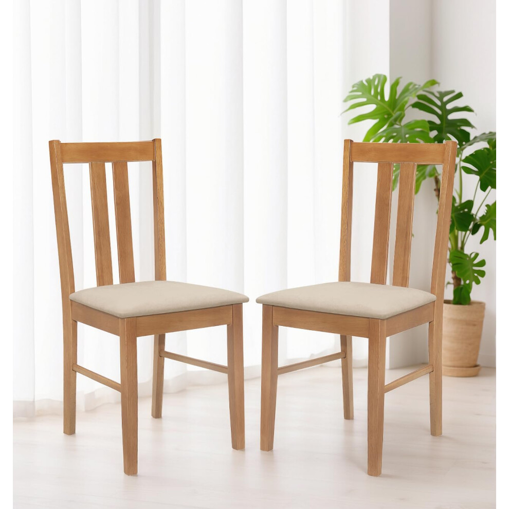 Hallowood Furniture Aston Pair Of Dining Chair In Oak Finish Light